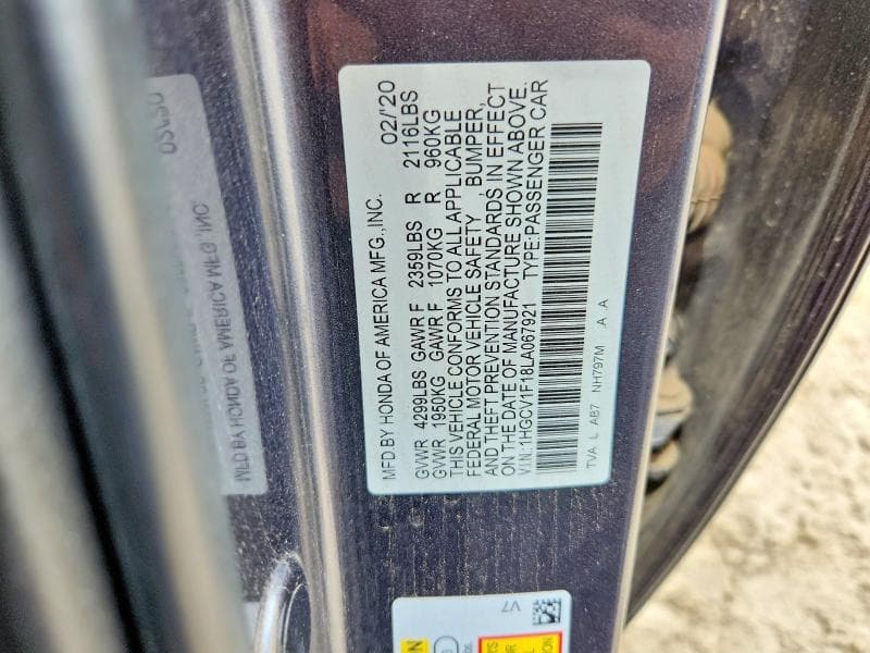 2020 HONDA ACCORD LX 12