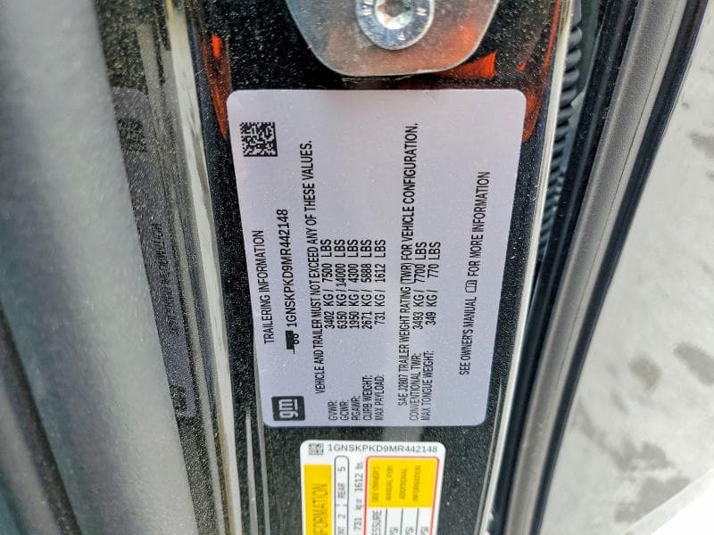 2021 CHEVROLET TAHOE K1500 Z71 K1500 Z71 14