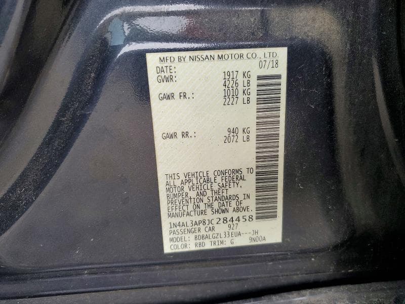 2018 NISSAN ALTIMA 2.5 S 12