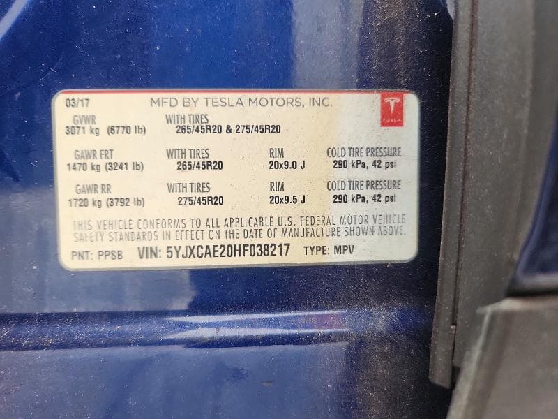 2017 TESLA MODEL X 14