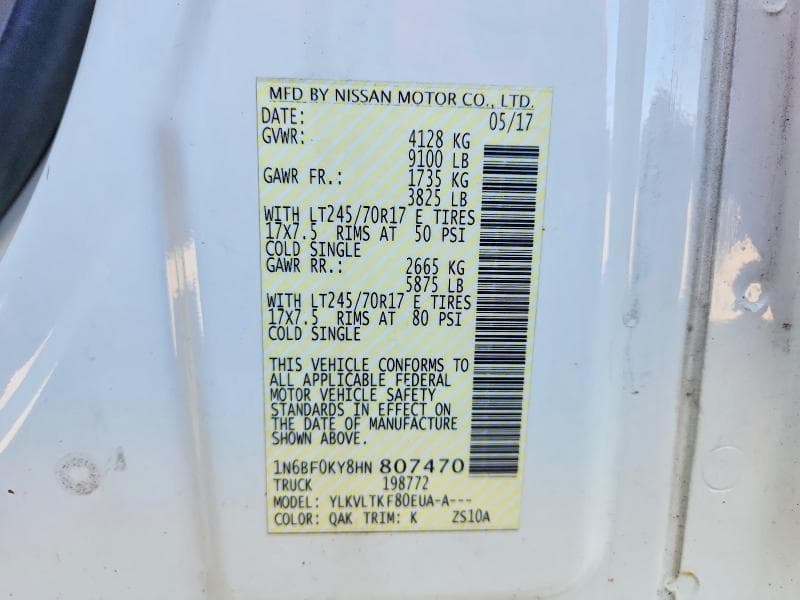 2017 NISSAN NV 2500 HD SV 2500 HD SV 14