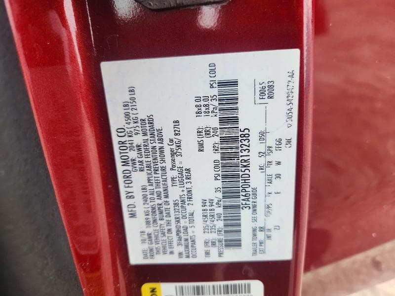 2019 FORD FUSION 12