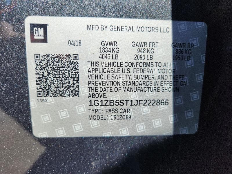 2018 CHEVROLET MALIBU LS 12
