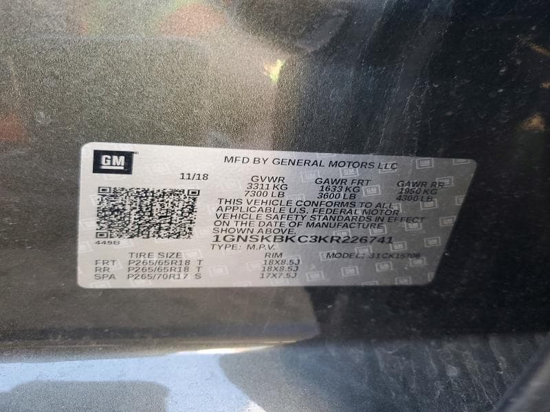 2019 CHEVROLET TAHOE K1500 LT 14
