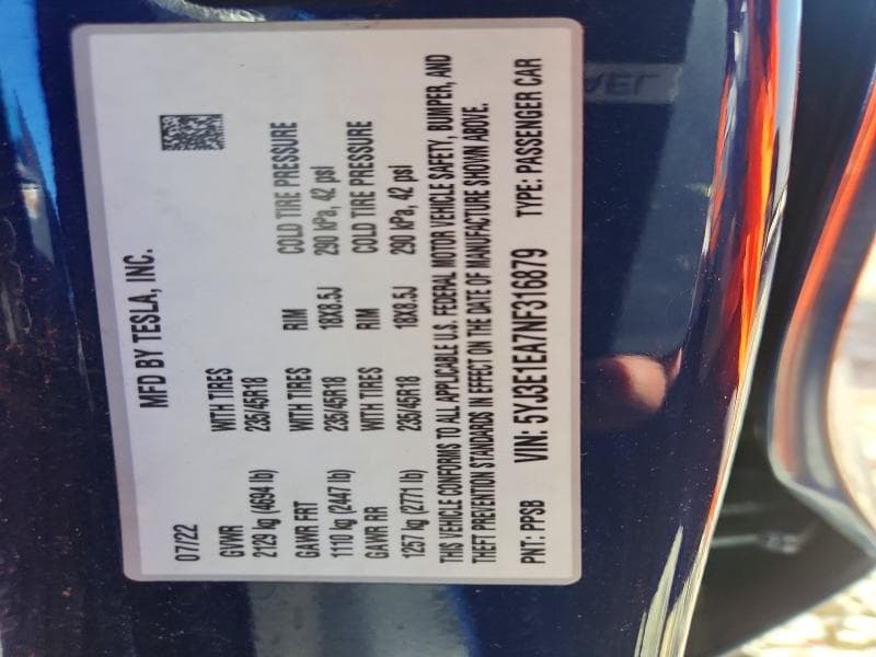2022 TESLA MODEL 3 12