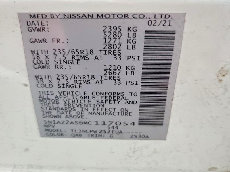 2021 NISSAN MURANO S S 12