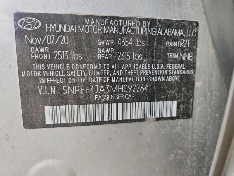 2021 HYUNDAI SONATA SEL SEL 12