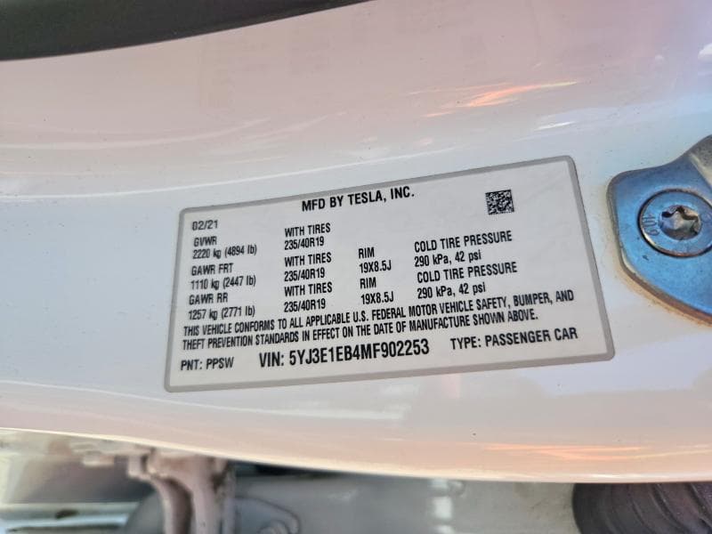 2021 TESLA MODEL 3 12