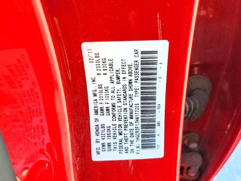 2017 HONDA ACCORD SPORT SPECIAL EDITION SPORT SPECIAL EDITION 12