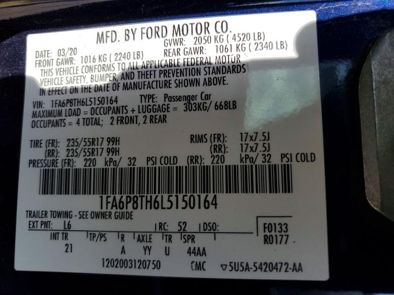 2020 FORD MUSTANG 12