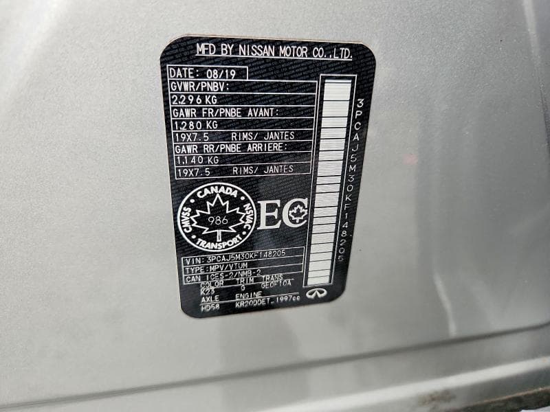 2019 INFINITI QX50 BASE 13