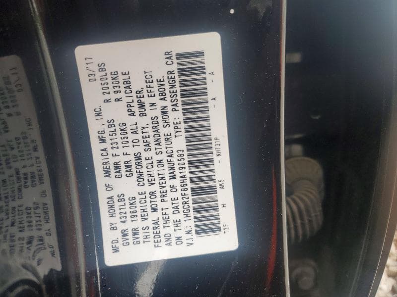 2017 HONDA ACCORD EXL 12
