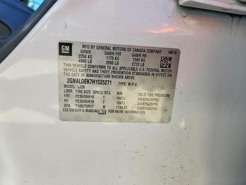 2017 CHEVROLET EQUINOX PREMIER PREMIER 13