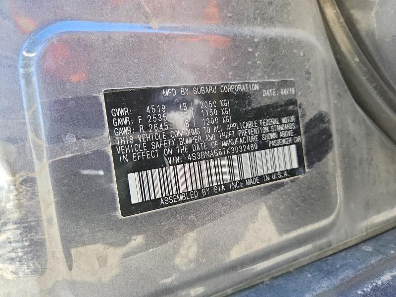 2019 SUBARU LEGACY 2.5I 13