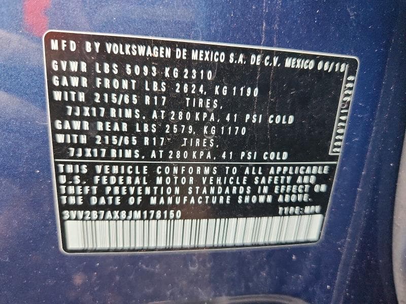 2018 VOLKSWAGEN TIGUAN SE 13