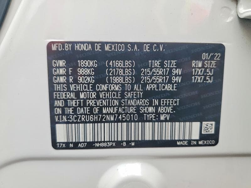 2022 HONDA HR-V EXL EXL 14