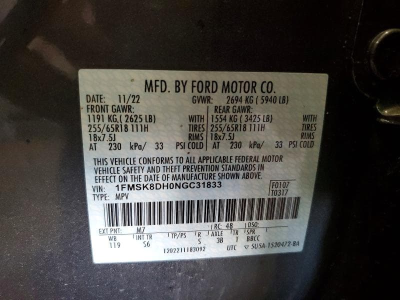 2022 FORD EXPLORER XLT 12