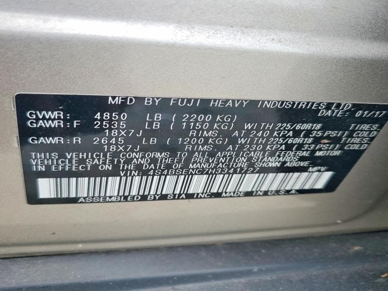 2017 SUBARU OUTBACK 3.6R LIMITED 3.6R LIMITED 13