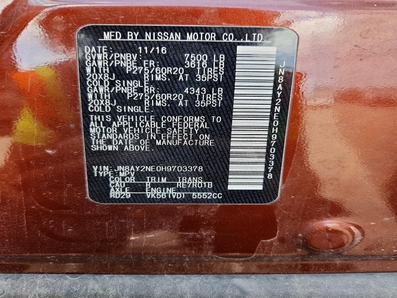2017 NISSAN ARMADA PLATINUM 12