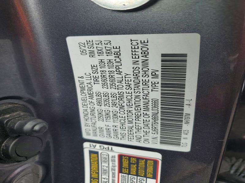 2022 HONDA CR-V EXL EXL 12