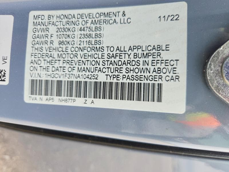 2022 HONDA ACCORD SPORT 13