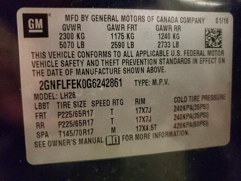 2016 CHEVROLET EQUINOX LT LT 14