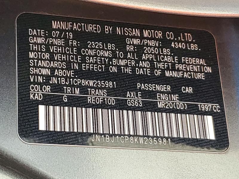 2019 NISSAN ROGUE SPORT S 13