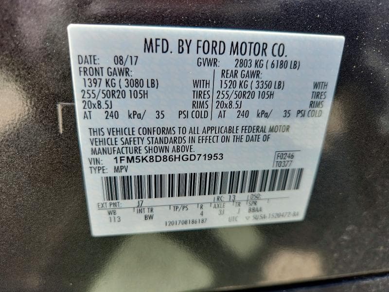 2017 FORD EXPLORER XLT 14