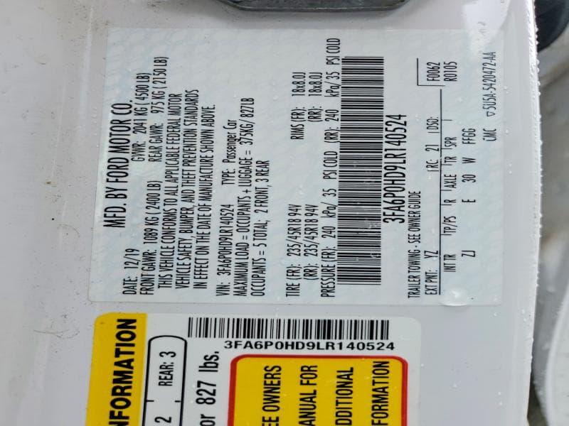 2020 FORD FUSION SE 12