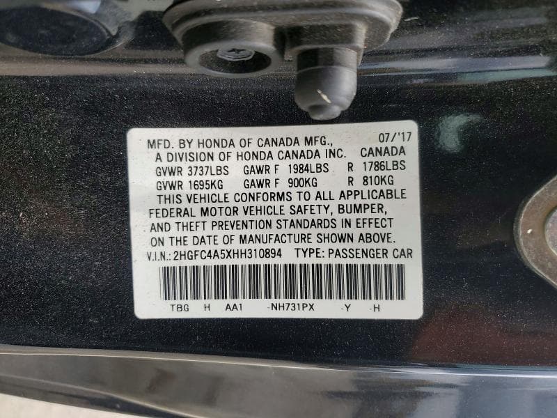 2017 HONDA CIVIC LX 12