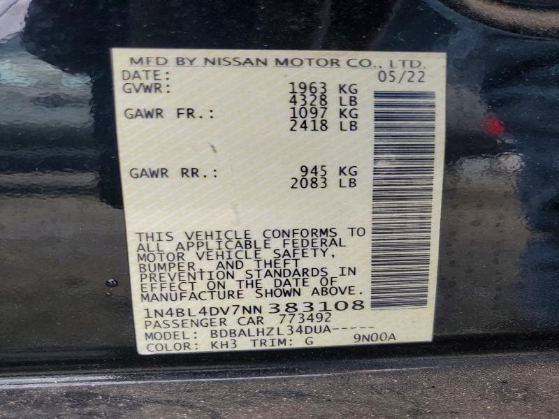 2022 NISSAN ALTIMA SV 13