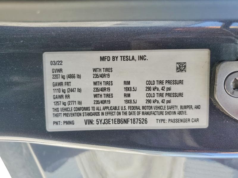 2022 TESLA MODEL 3 12