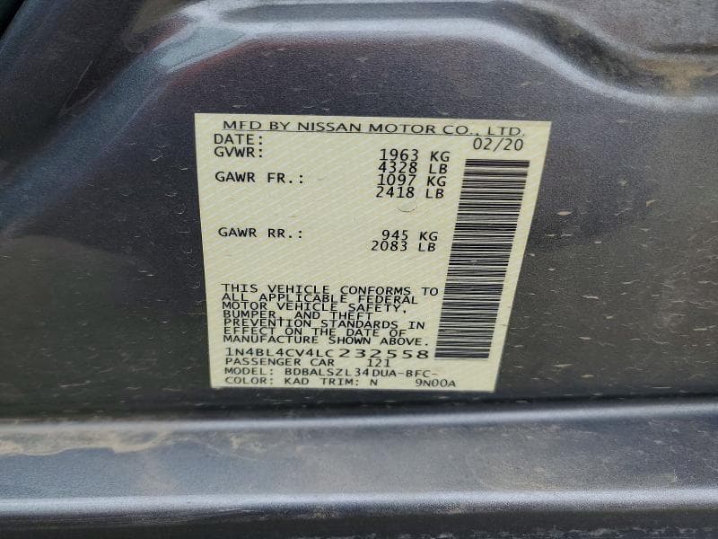 2020 NISSAN ALTIMA SR 12
