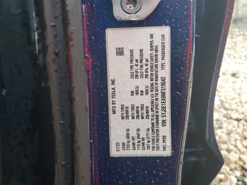 2022 TESLA MODEL 3 13