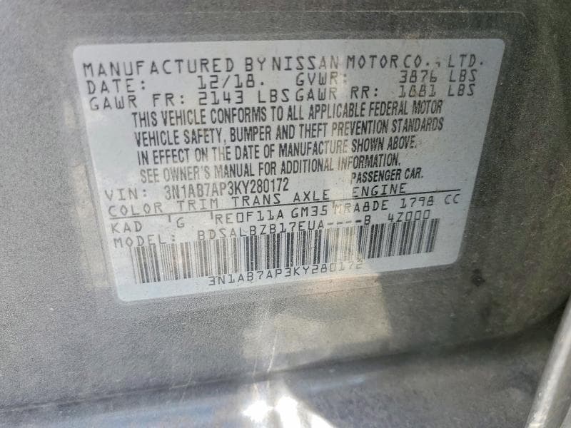 2019 NISSAN SENTRA S S 13