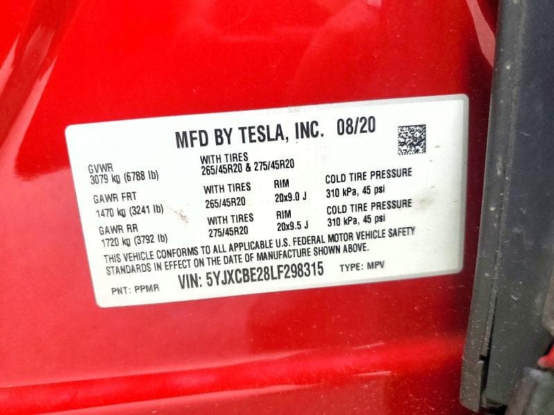 2020 TESLA MODEL X 14