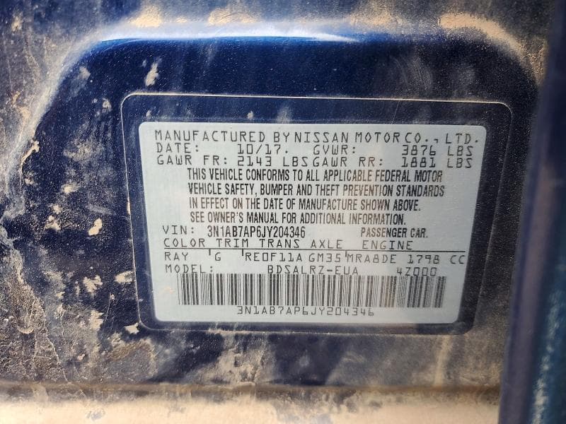 2018 NISSAN SENTRA SR SR 12