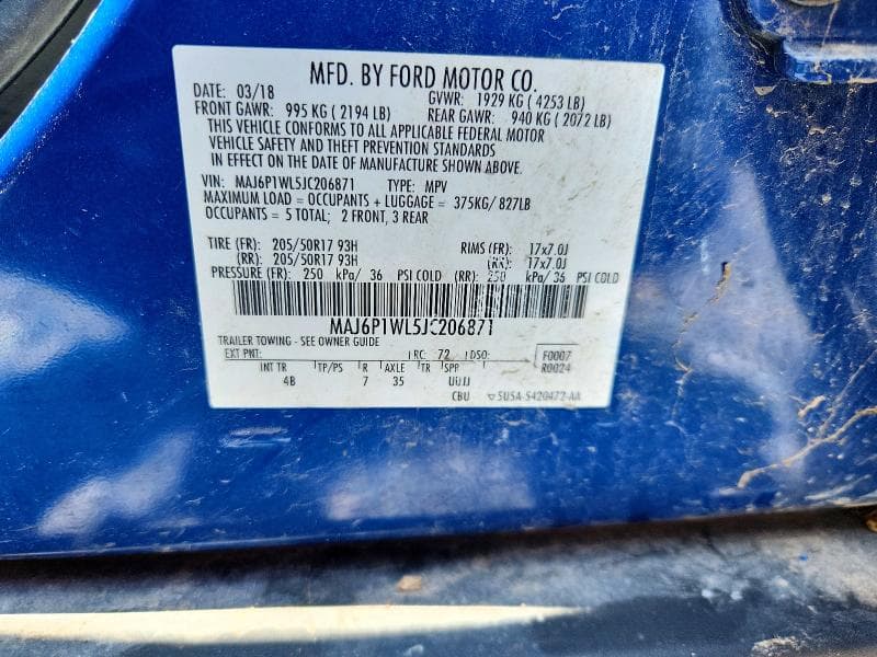 2018 FORD ECOSPORT TITANIUM TITANIUM 12