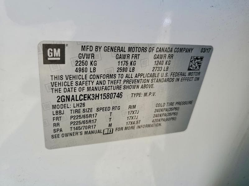 2017 CHEVROLET EQUINOX LT LT 13