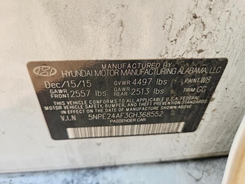 2016 HYUNDAI SONATA SE 12