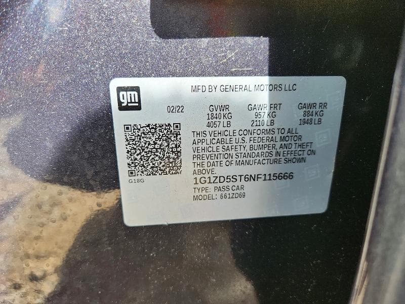 2022 CHEVROLET MALIBU LT 12