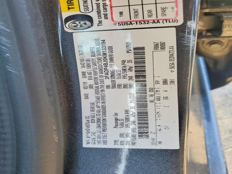 2019 FORD FIESTA 12