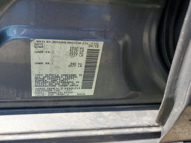 2018 NISSAN ALTIMA 2.5 SL 12