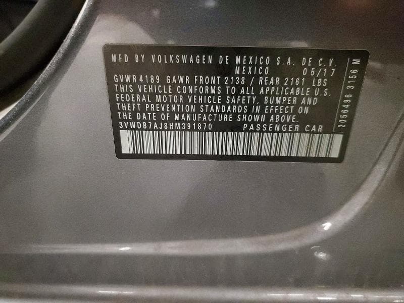 2017 VOLKSWAGEN JETTA SE SE 12