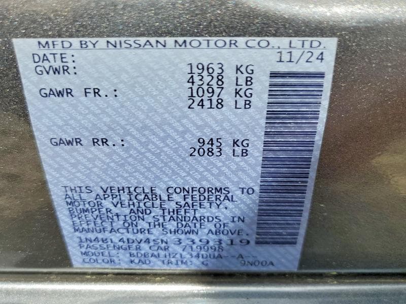 2025 NISSAN ALTIMA SV 12