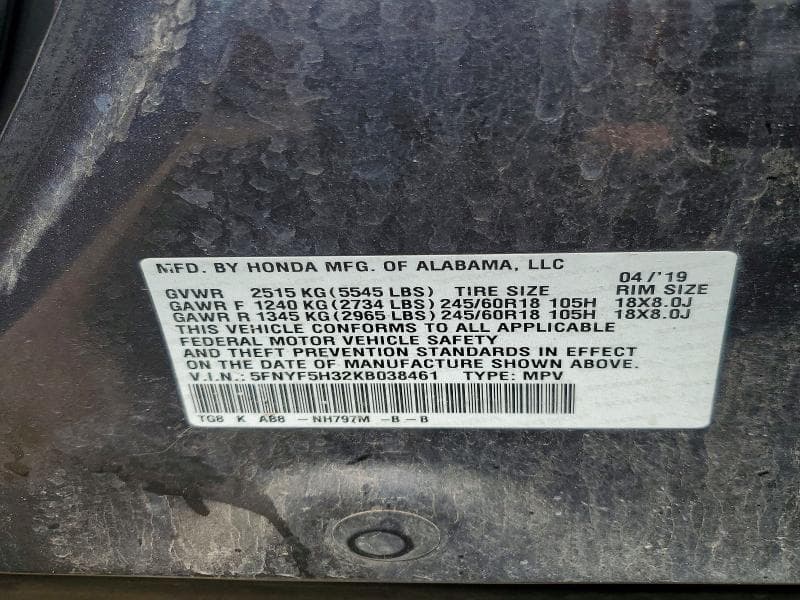 2019 HONDA PILOT EX 13