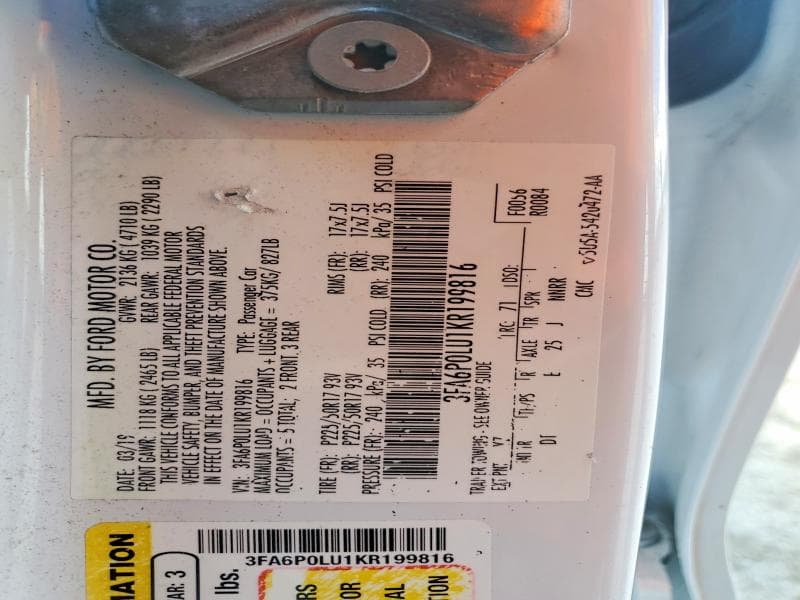 2019 FORD FUSION SE 12