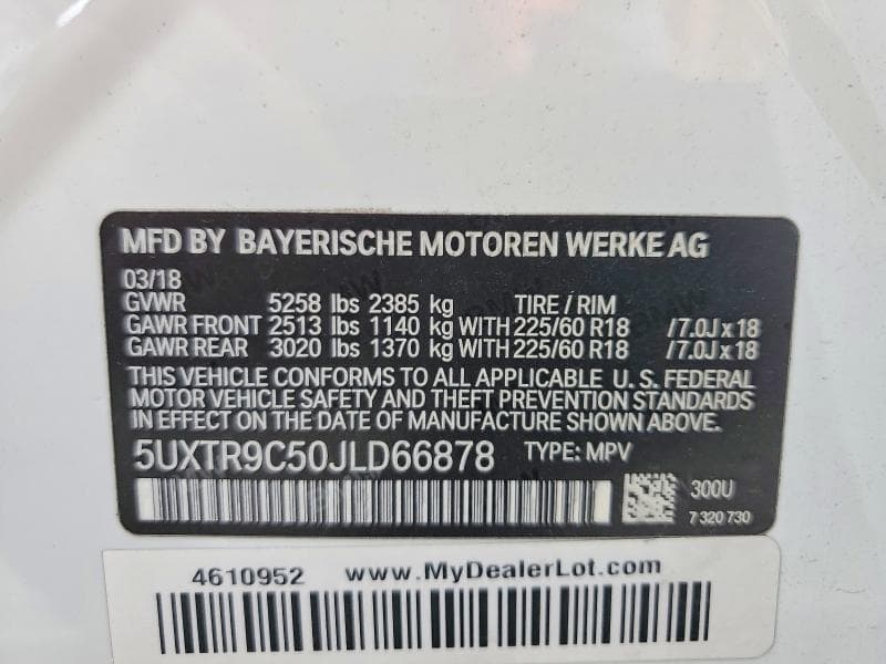 2018 BMW X3 XDRIVE30I XDRIVE30I 13
