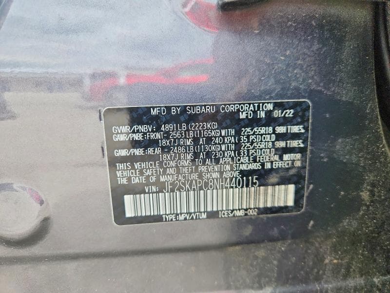 2022 SUBARU FORESTER LIMITED LIMITED 12