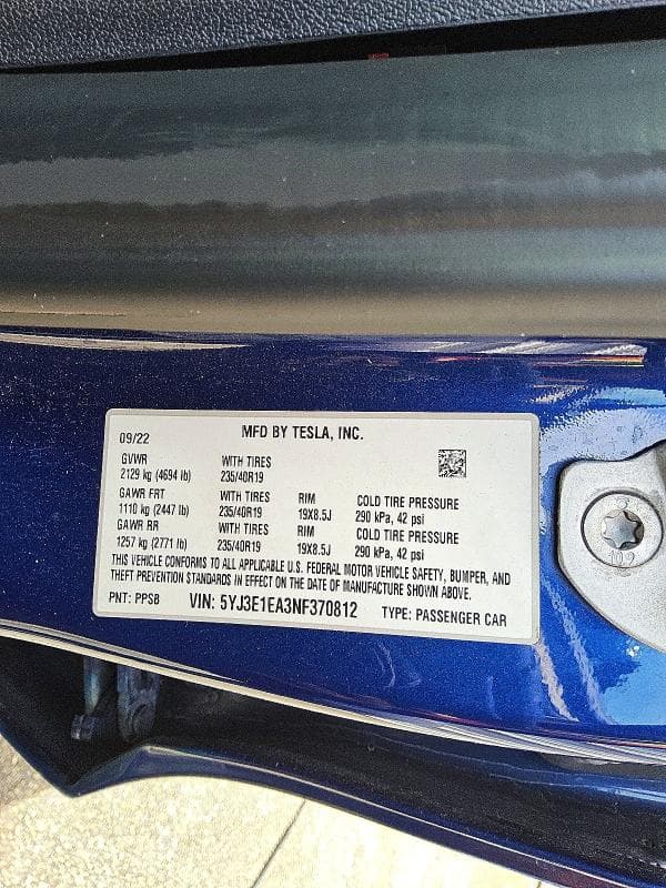 2022 TESLA MODEL 3 12